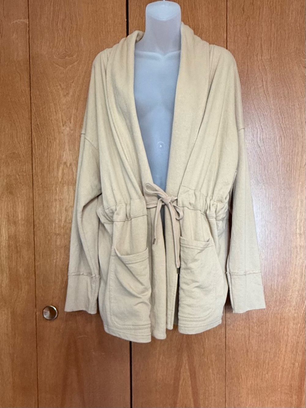Knox Rose Butter Beige Open Front Draped Cardigan XXL